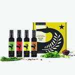 Terra Delyssa Organic Single Source Infused Extra Virgin Olive Oil Gift Set - 4 Bottles x 250 ML (8.5 fl. oz) of Infused Olive Oils: Chili, Garlic, Lemon, Rosemary Gift Box