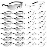 Salfboy Safety Glasses ANSI Z87.1 Scratch Resistant Glasses for Women Man Lab Goggles UV Eye Protection(118-15*clear+15*grey)