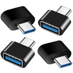 USB C to USB Adapter (4 Pack), USB-A 3.0 Female to USB-C Male OTG Adapter Compatible with MacBook Pro, Samsung Galaxy, Type-C Phones, Tablets and More (Black)