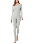 LAPASA Women's Thermal Underwear Set, Lightweight Classic Breathable Fleece Lined Long Johns Lightweight Top & Bottom L17, Heather Grey, S