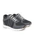 Revox Height Increasing Dark Grey Leather/Mesh Elevator Sports Shoes for Men with Hidden Heel 3 Inch (Numeric_9)