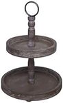 Hallops Wood 2 Tiered Tray | Rustic Farmhouse Decor | Rustic Serving Cake Stand | Galvanized Kitchen Table | Fall Decor | Food and Party Display(Chocolate)