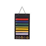 ZFZGFRCS Karate Martial Arts Belts Storage Martial Arts Belts Organizer Bag Martial Arts Taekwondo Belt Display Holder-Holds 8 Karate Belts and 5 Medals, Durable & Dust-Proof (Black)