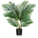 Fopamtri Fake Majesty Palm Plant 2 Feet Artificial Majestic Palm Faux Ravenea Rivularis in Pot for Indoor Outdoor Home Office Store, Great Housewarming Gift,1 Pack