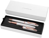 Pelikan Jazz Noble 821865 Gift Set with Fountain Pen and Ballpoint Pen, Mother of Pearl (White) Elegant Cartridge Fountain Pen (Nib M) and Metal Ballpoint Pen in Gift Box