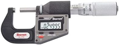 Starrett Inch/Metric Electronic Micrometer without Output - One-Piece Friction Thimble, Satin Chrome Finish, 0-1" Range, 00005" Resolution, LCD Display - 3732XFL-1