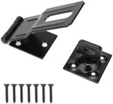 SANKINS 4-1/2" Swivel Staple Safety Hasps, Gate Door Hasp Latches Safety Packlock Clasp Locking with Twist Knob for Fence, Gate, Cabinet, Black