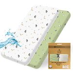 Lilly B. Organic Cotton GOTS 2in1 Pack of 2 Waterproof Cot Sheet, Used Instead of Bassinet Waterproof Mattress Protector Compatible with, Next2me, and All Bedside Cribs, Bassinets up to 90x55cm.