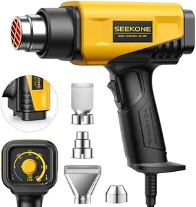 SEEKONE 1800W Heat Gun Compact Design Heavy Duty Hot Air Gun 122℉-1202℉（50℃- 650℃）Variable Temperature Control for 2 Speed Settings with 4 Nozzels for Crafts, Vinyl Wrap, Shrink Tubing