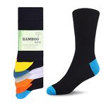 WeciBor Men's Bamboo Socks Breathable Soft Casual Socks 6 Pack - Size 8-12 - 4 Black/ 2 White