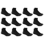 Fruit of the Loom mens 12 Pair Pack Dual Defense Cushioned Socks, Black 1, 6-12