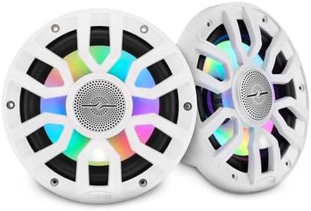 DS18 NXL-IQ7.7/WH 7.7” Marine Coaxial Speakers with Digital LED Lights and Deck Light, Bullet Tweeter, 175W RMS, IP65 Waterproof, High Sensitivity 96dB, Marine Audio for Boats & Powersports - Pair
