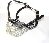 Strong Metal Wire Basket Dog Muzzle for Bully XL, American Bully & Other (B4, Siver Black Leather)