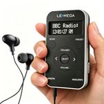 LEMEGA PR1L Pocket DAB Radio, FM Radio, Portable DAB+ Radio, Headphone Included, Rechargeable battery,40 Presets, LCD Display, Sports DAB Radio with Lockable Switch.Black/Silver