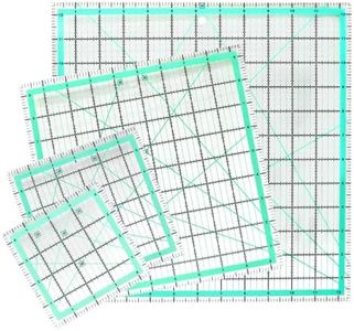 MANUFORE 4pcs Square Quilting Ruler (12.5”/ 9.5”/ 6”/ 4.5”) Sewing Acrylic Ruler Anti-Slip Ruler DIY Quilting Tools with Clear Printed Lines for Precise Cutting