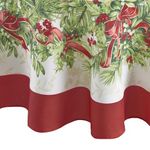 Elrene Home Fashions Holly Traditions Fabric Tablecloth, 60" x 84" Oval, Multi, 60" x 84" Oval (Tablecloth)