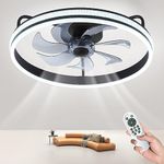 Kitiver 19.7'' Ceiling Fans with Lights - Remote Control, 6 Speeds, Dimmable LED, Low Profile Flush Mount, Energy-Saving DC Motor, Timing Ceiling Fan for Room, Summer/Winter Modes, All-Year Comfort!