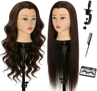 Mannequin Head with 80% Human Hair for Hair Styling Practice 26-28 Inch Straight Hair Training Head for Cosmetology Barber Hairdresser Students and Professionals (B01-27#80%)