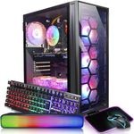 STGAubron Gaming Desktop PC, Intel Core i7 3.4G up to 3.9G, 32G DDR3, 1T SSD, GeForce GTX 1660 Super 6G GDDR6, 600M WiFi, BT 5.0, RGB Fan x 6, RGB Keyboard&Mouse&Mouse Pad, RGB BT Sound Bar, W10H64