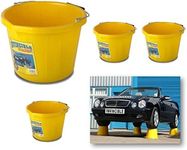 Likimen Home 4 X Invincible Heavy Duty Strong Large Yellow Builders Bucket Water Mixing Tub