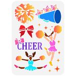 FINGERINSPIRE Cheerleaders Stencil 8.3x11.7 inch Reusable Painting Stencil Girls Dancer Stnecil Cheerleading Bouquet Template Bow Tie Stencil Cheer Up Stencil for Sports Ground Gymnasium