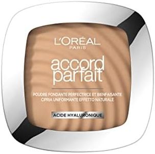 L'Oréal Paris - Poudre Fondante Perfectrice Bienfaisante - Enrichie en Pigments Minéraux & Acide Hyaluronique - Tous les Types de Peaux - Accord Parfait - Teinte : Beige Rosé (3.R) - 9 g