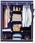 Amazon Brand - Solimo 3-Door Foldable Wardrobe,8 Racks,Navy Blue(Plastic,Fabric)