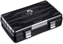 CIGARLOONG Cigar Humidor Travel Cigar Case Double Layer with Hygrometer and Humidifier(Color:Black)