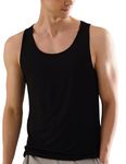 DAMENSCH Men's Neo-Skin Anti-Microbial Slub Anti-Odour-Bamboo Rayon Fabric Round Neck Vest (Natural Black, X-Large)