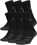 adidas Kids-Boy's/Girl's Cushioned Angle Stripe Crew Socks (6-Pair), Black/Onix Grey/Night Grey, Medium