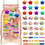 OBANGONG 48 Pcs Reward Jar Classroom for Kids Wooden Star Candy Incentive Jars Personalized Positive Behavior Training Rewards Jar for Classroom Home Management Tool