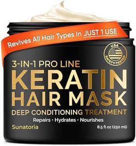 SUNATORIA Keratin Hair Mask - Professional Treatment for Hair Repair, Nourishment & Beauty - Hair Mask for All Hair Types - Vitamin Complex with Omega 3, 9, Vitamin E - Protein Nourishment Masque