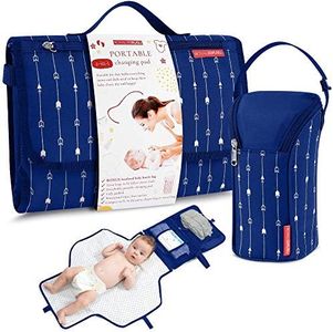 Portable Nappy Changing Pad Organiser with Large and Waterproof Baby Changing Mat and Clutch with Pockets for Nappies, Wipes and Baby Cream, Baby Travel Changing Kit for Moms by Royal Rusu