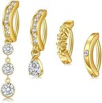 QWALIT Gold Belly Button Ring Dangl