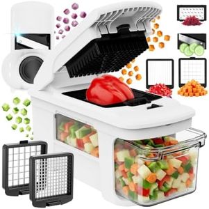 Fullstar XL Vegetable Chopper & Mandoline Slicer – Vegetable, Onion, Potato, Food, Veggie & Fruit Slicer, Dicer & Spiralizer with Pull-Out Catch Tray, Kitchen Gadgets & Gifts (6 in 1, Black/White)