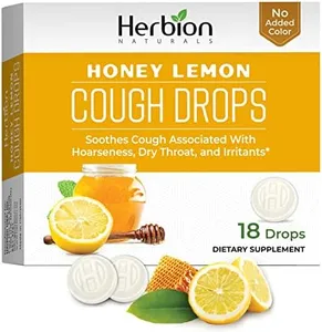 Herbion Naturals Cough Drops - Honey Lemon Flavor, Soothing Dietary Supplement for Adults & Children (6+), 18 Drops, No Artificial Flavors or Colors