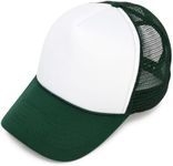 DALIX Blank Hat Two Tone Summer Mesh Cap in Green and White Trucker Hat