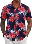 COOFANDY Men's Hawaiian Shirts Tropical Button Down Shirts Short Sleeve Beach Shirt