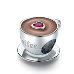 Coffee Cup Charm 925 Sterling Silver Mug Charm Love Charm for Pandora Charm Bracelet, Sterling Silver, sterling silver