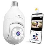 SYMYNELEC 5GHz/2.4GHz Light Bulb Security Camera Outdoor Waterproof, 5G Dual Band Wireless WiFi Light Socket Security Camera, 2K 4MP Smart Cam with Color Night Vision Human Motion Detection IP65 Alexa