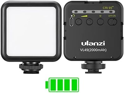 ULANZI VL49 2000mAh LED Video Light w 3 Cold Shoe, Rechargeable Soft Light Panel, Portable Photography Lighting for DJI OSMO Sony DSLR Canon Camera GoPro Vlogging