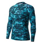 HUGE SPORTS Men's UV Sun Protection UPF 50+ Full Digital Print Rash Guard Long Sleeves (Pixel Green, 2XL)