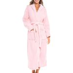 MAXOSHINE Bathrobe for Women-Super Soft Plush Fleece Spa Shower Bath Gown for Women-Knee Length Lightweight Robes for Women (Pink-Pack of 1)