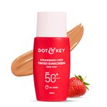 Dot & Key Strawberry Dew Tinted Sunscreen In-Vivo Tested SPF 50+ PA++++ With New-Age UV Filters, Brightens & Protects Skin, Ultra-light, Blends Easily, With Niacinamide, Natural Finish, Non-Sticky | 50ml