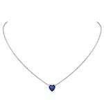 Suplight Blue Sapphire Heart Necklace, Dainty Birthstone Jewelry Small Crystal Stone Necklace 925 Sterling Silver September Birthstone Necklaces for Women