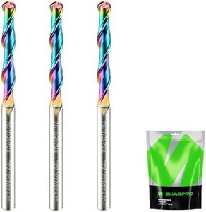 SHARPRO 1/8 Ball Nose CNC Router Bits 1/8 Inch Shank, Carbide Ballnose Up Cut Router Bit with Coated, End Mill for Wood, Aluminum, Engraving (3PCS)