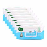 Mother Sparsh 99% Pure Water (Unscented) Baby Wipes I Natural Plant Made Fabric - Super Thick I 72 pcs/Pack - Pack of 8