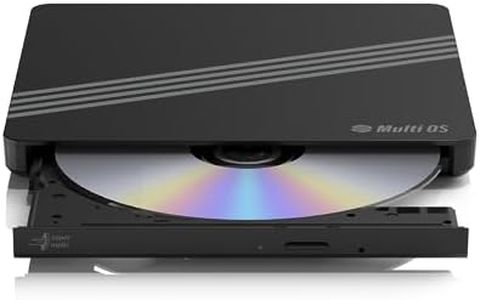 Hitachi LG External CD/DVD Drive | Portable Player Burner for Laptop, PC, Smartphone | USB Type-C | Multi OS (Window, Mac, Android, Fire) Black (True DVD App. Excluded)