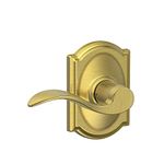 Schlage Accent Lever with Camelot Trim Hall and Closet Lock in Satin Brass - F10 Acc 608 CAM