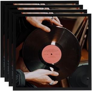 OMISHE 4 Pack 12.5x12.5 Vinyl Record Frame Black, PVC Record Frame for Wall Hanging Set of 2, Display Vinyl Lp Covers, Album Frames for Vinyl Records, Suit to Any 12inch Records, Black
